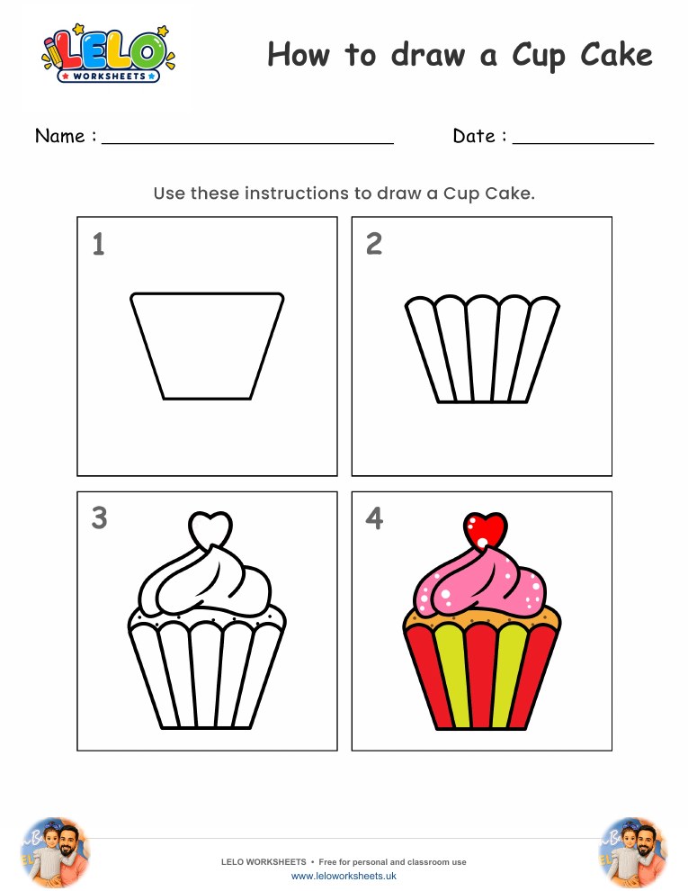 How to Draw Cup Cake worksheet worksheet preview