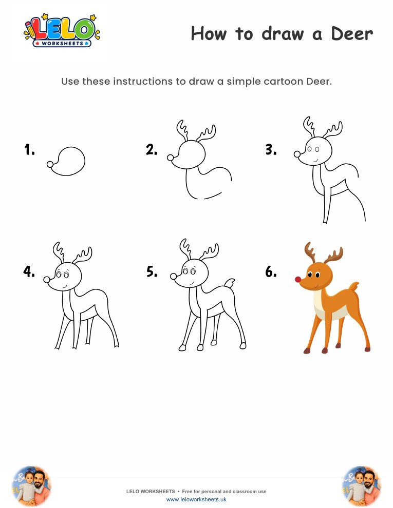 How to draw Deer worksheet worksheet preview