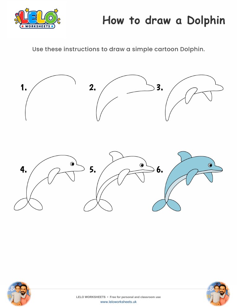 How to draw Dolphin worksheet worksheet preview
