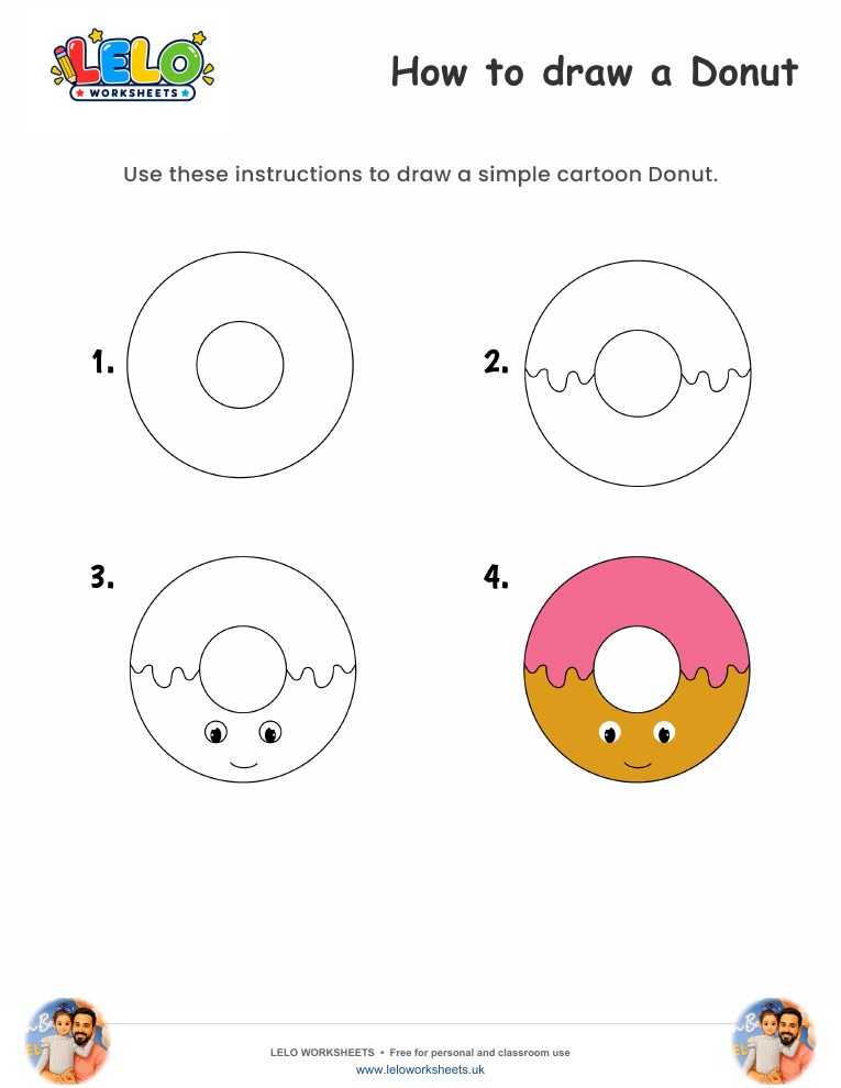How to draw Donut worksheet worksheet preview