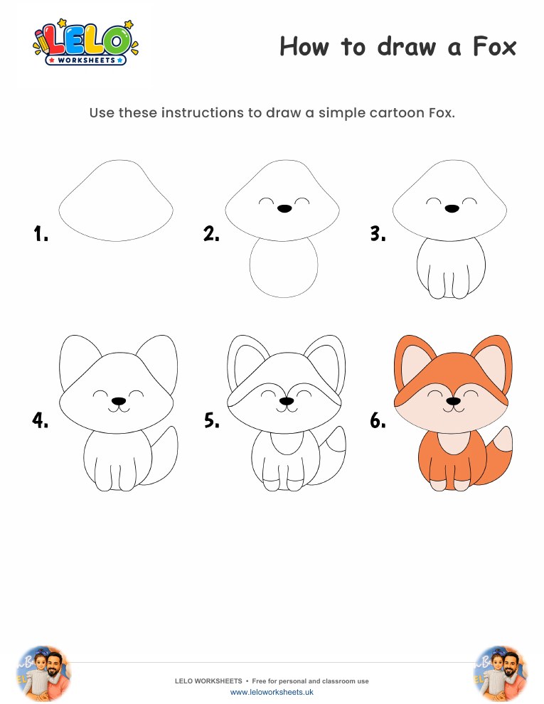 How to draw Fox worksheet worksheet preview