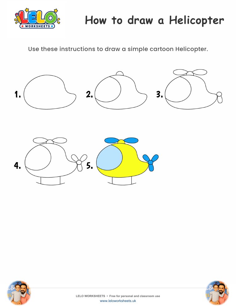 How to draw Helicopter worksheet worksheet preview