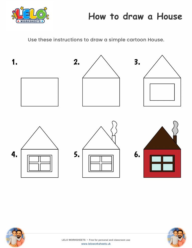 How to draw House worksheet worksheet preview