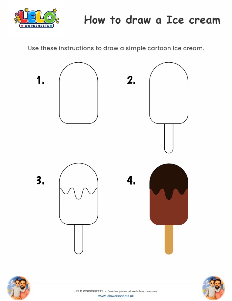 How to draw Ice cream worksheet worksheet preview