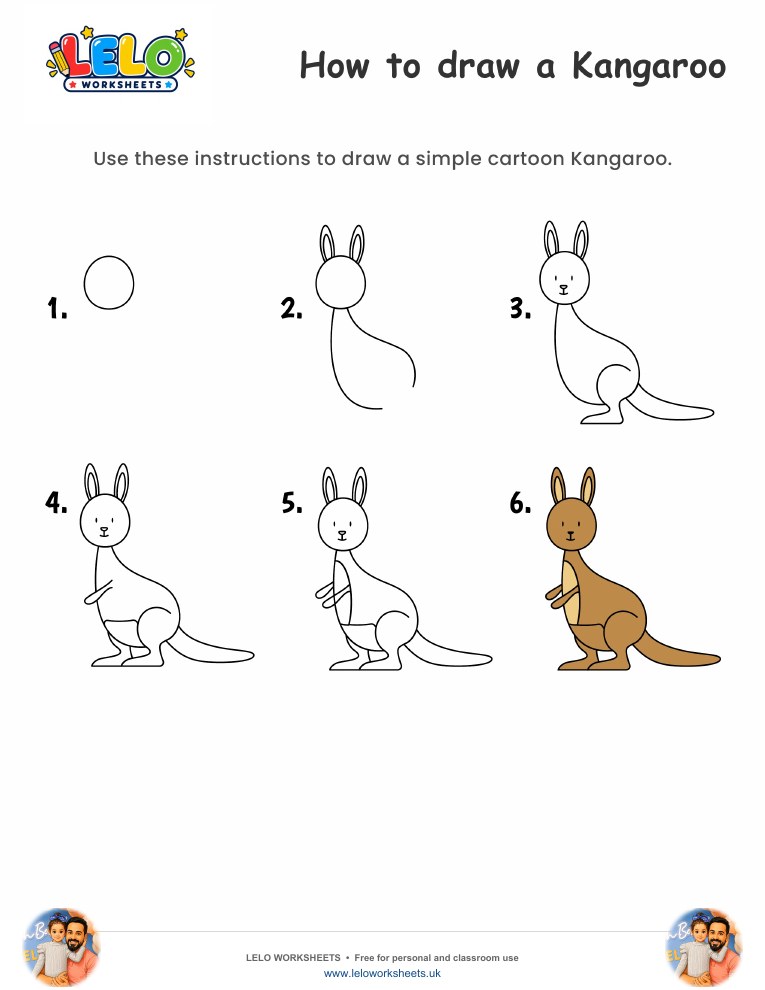 How to draw Kangaroo worksheet worksheet preview