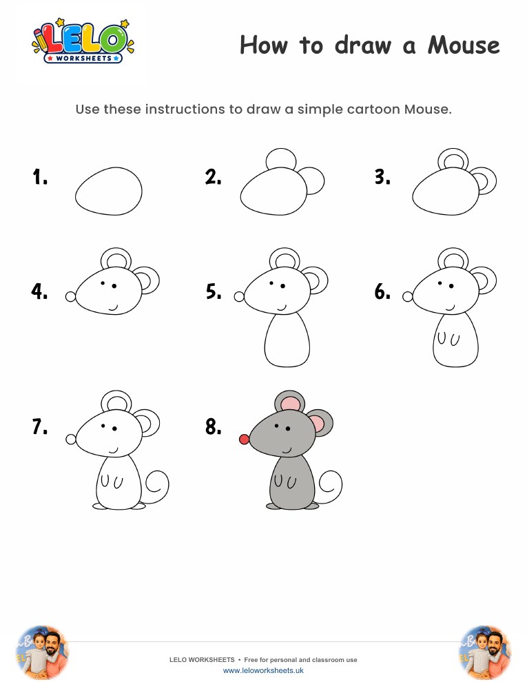 How to draw Mouse worksheet worksheet preview
