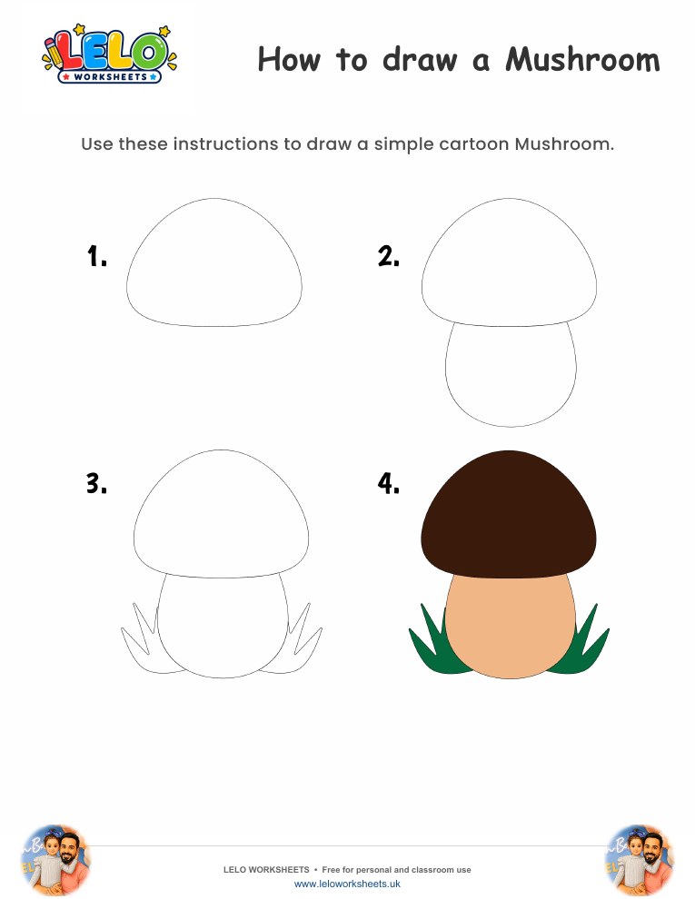 How to draw Mushroom worksheet worksheet preview