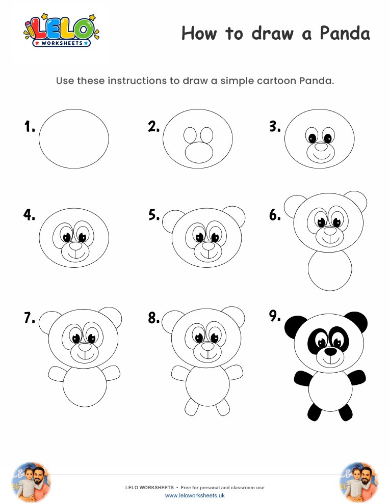 How to draw Panda worksheet worksheet preview