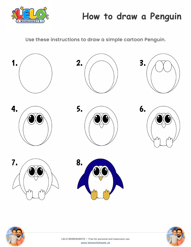 How to draw Penguin worksheet worksheet preview