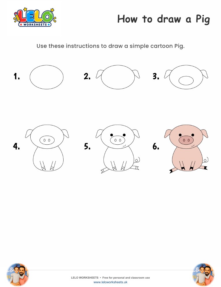 How to draw Pig worksheet worksheet preview