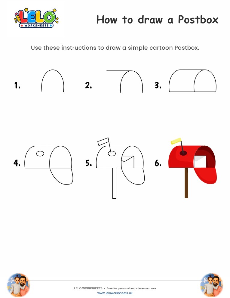 How to draw Postbox worksheet worksheet preview