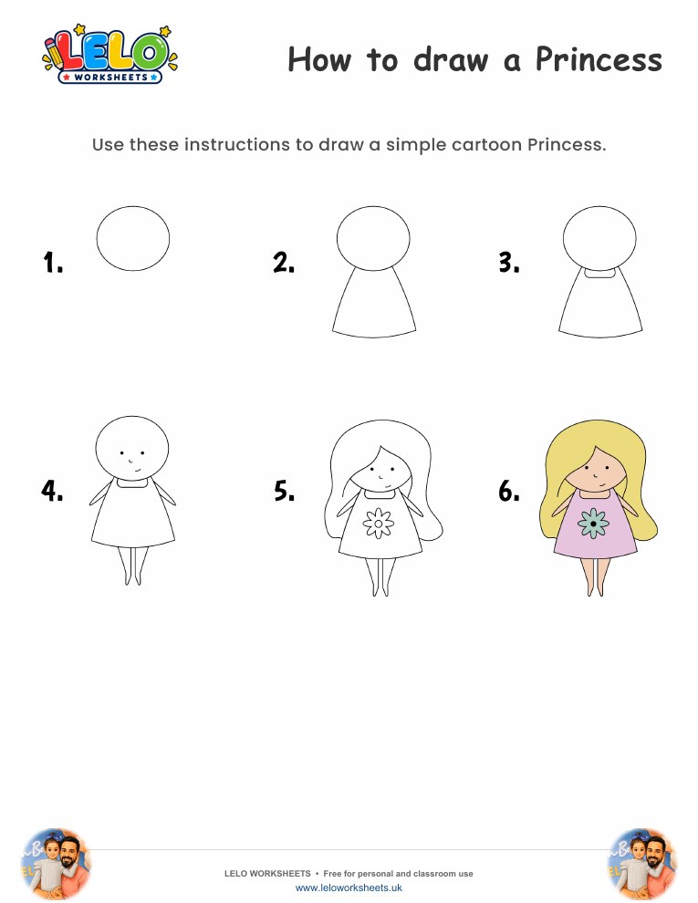 How to draw Princess worksheet worksheet preview