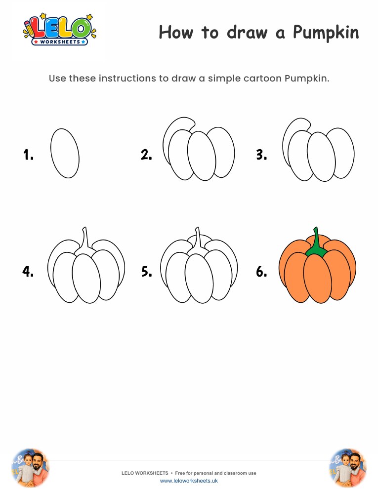 How to draw Pumpkin worksheet worksheet preview