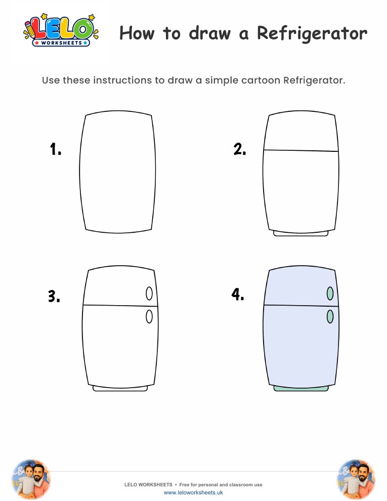 How to draw Refrigerator worksheet worksheet preview