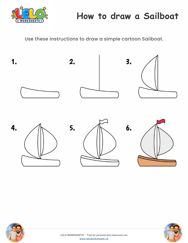 How to draw Sailboat worksheet worksheet preview