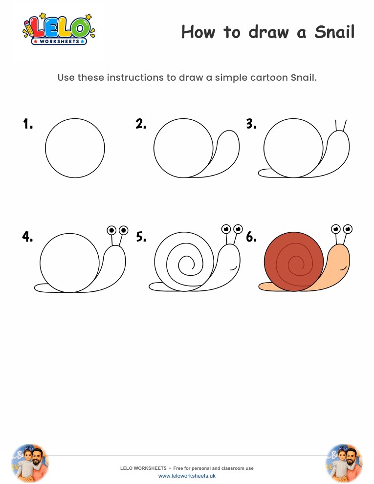 How to draw Snail worksheet worksheet preview