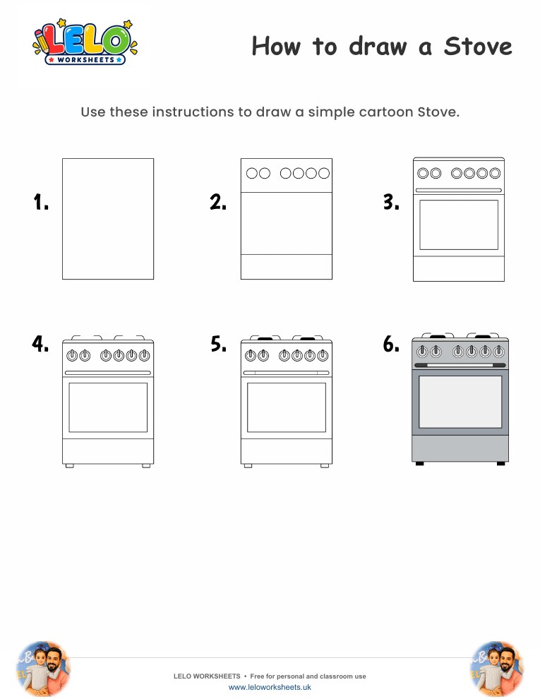 How to draw Stove worksheet worksheet preview
