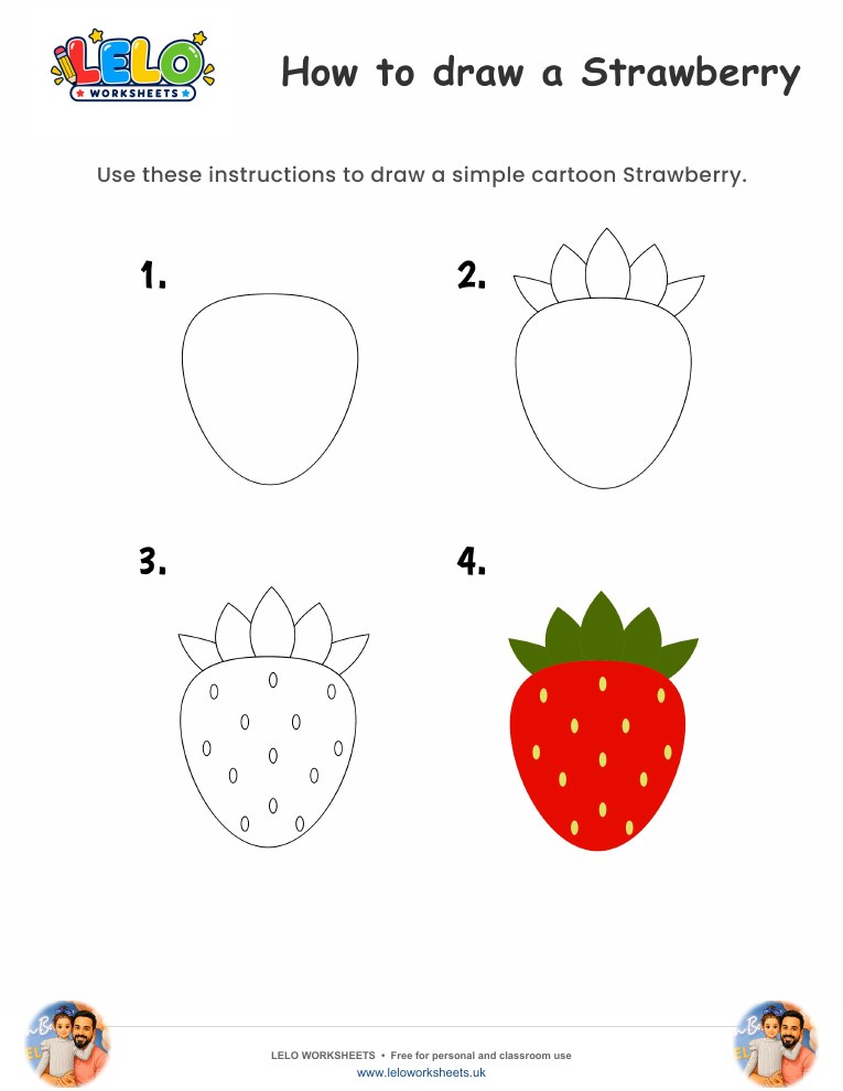 How to draw Strawberry worksheet worksheet preview