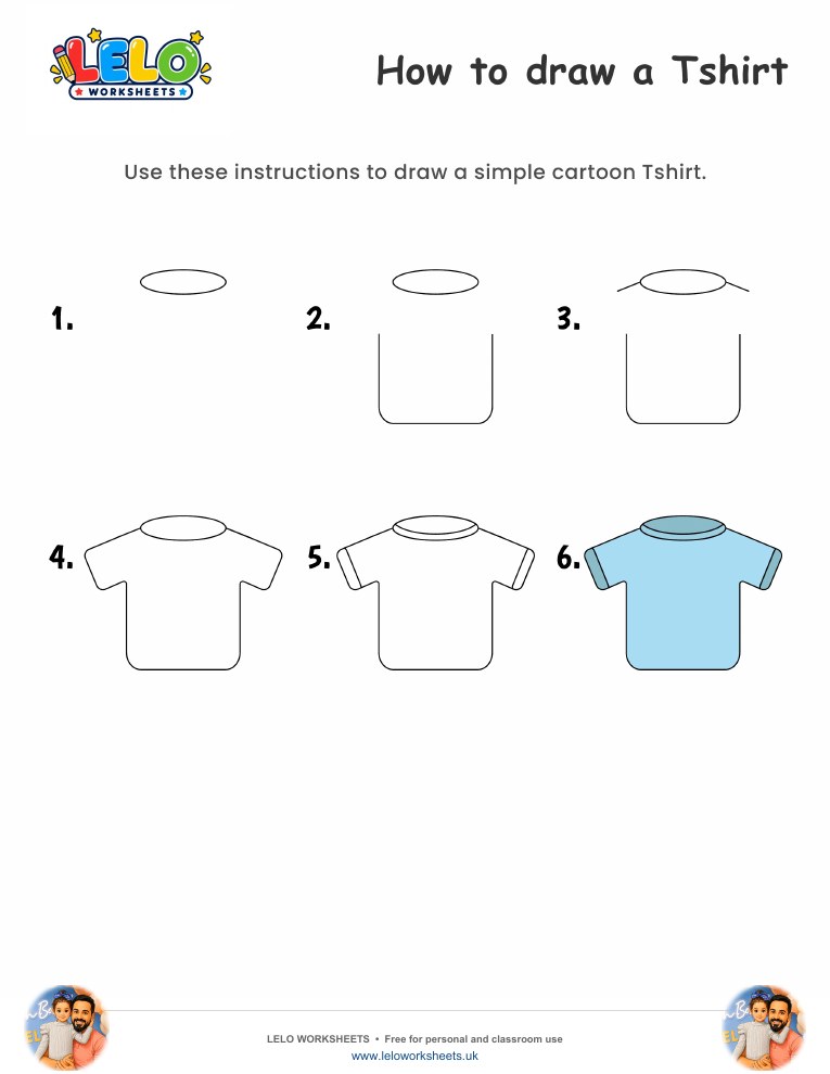 How to draw T shirt worksheet worksheet preview