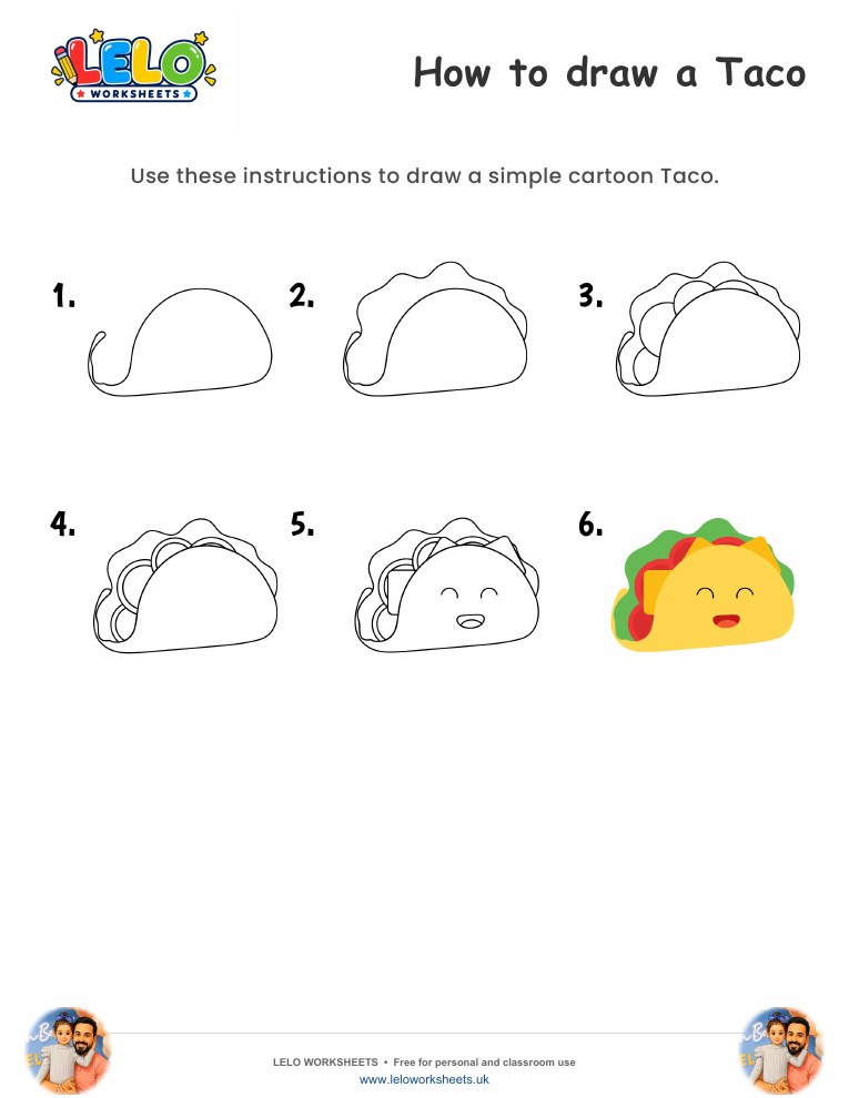 How to draw Taco worksheet worksheet preview