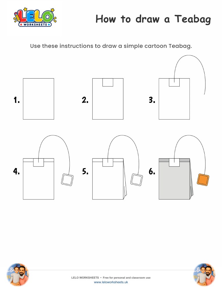 How to draw Teabag worksheet worksheet preview
