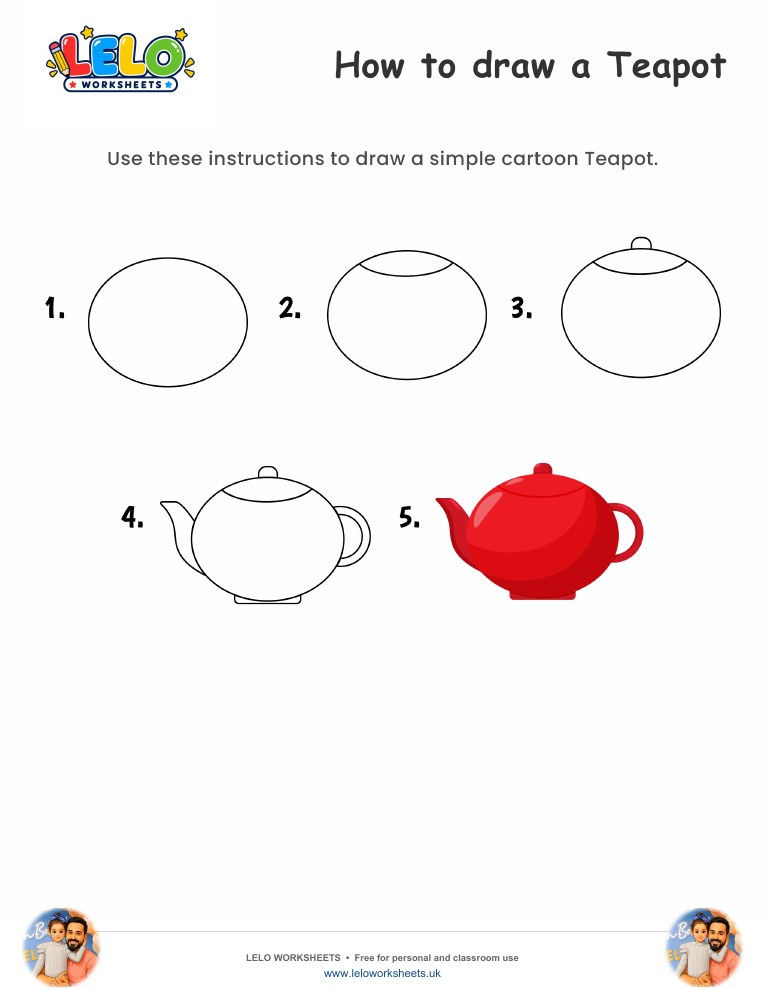 How to draw Teapot worksheet worksheet preview