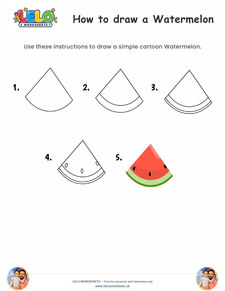 How to draw Watermelon worksheet worksheet preview
