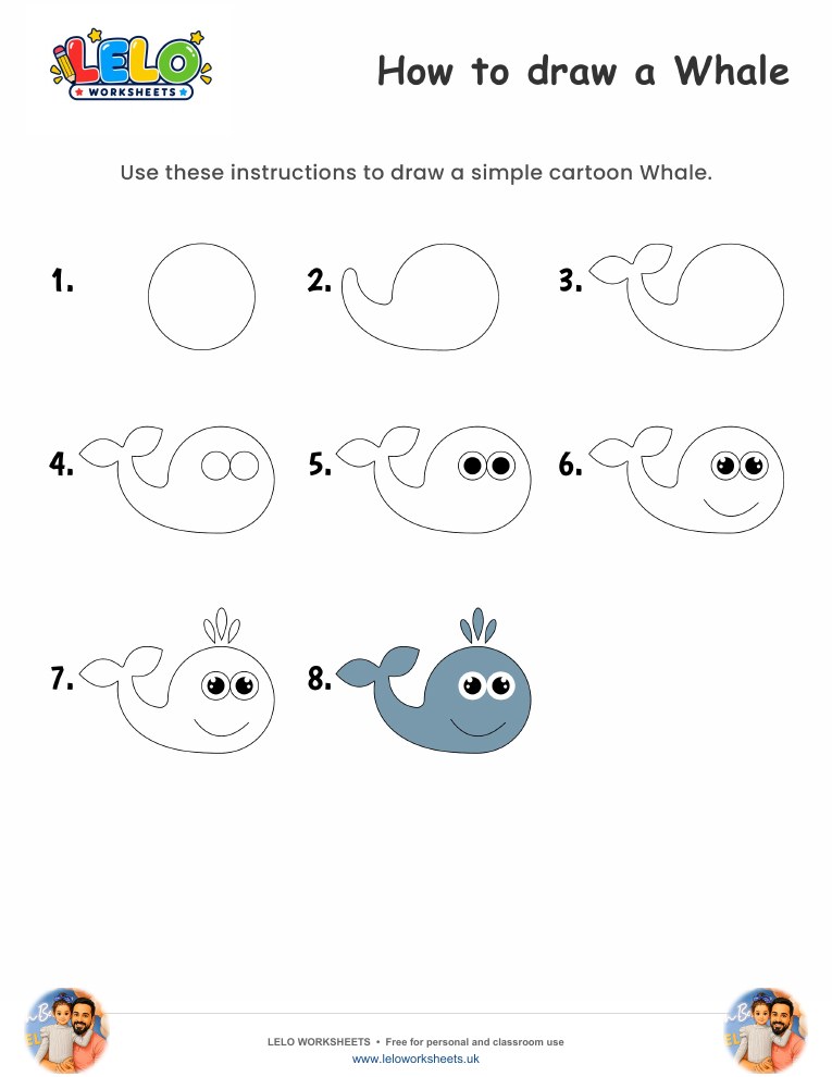 How to draw Whale worksheet worksheet preview