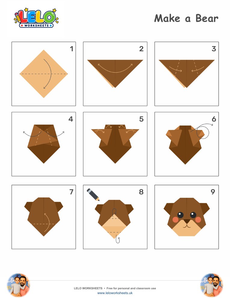 Origami Bear Worksheet worksheet preview