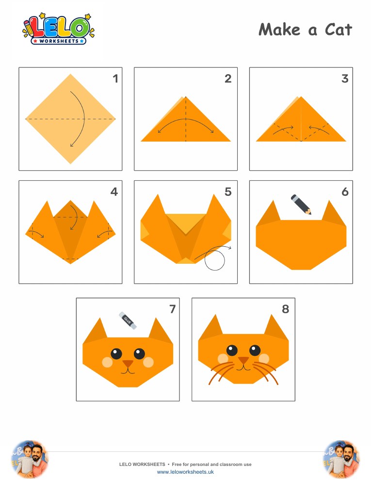 Origami Cat Worksheet printable worksheet preview