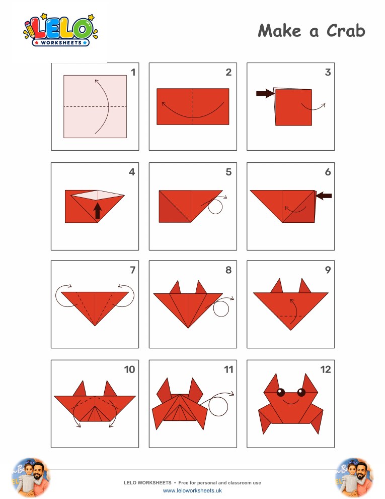 Origami Crab Worksheet worksheet preview