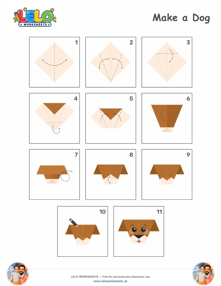 Origami Dog Worksheet worksheet preview