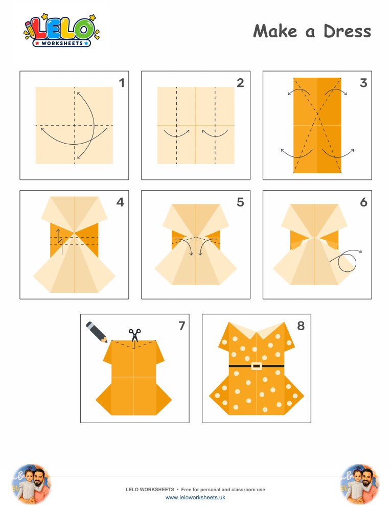 Origami Dress Worksheet worksheet preview