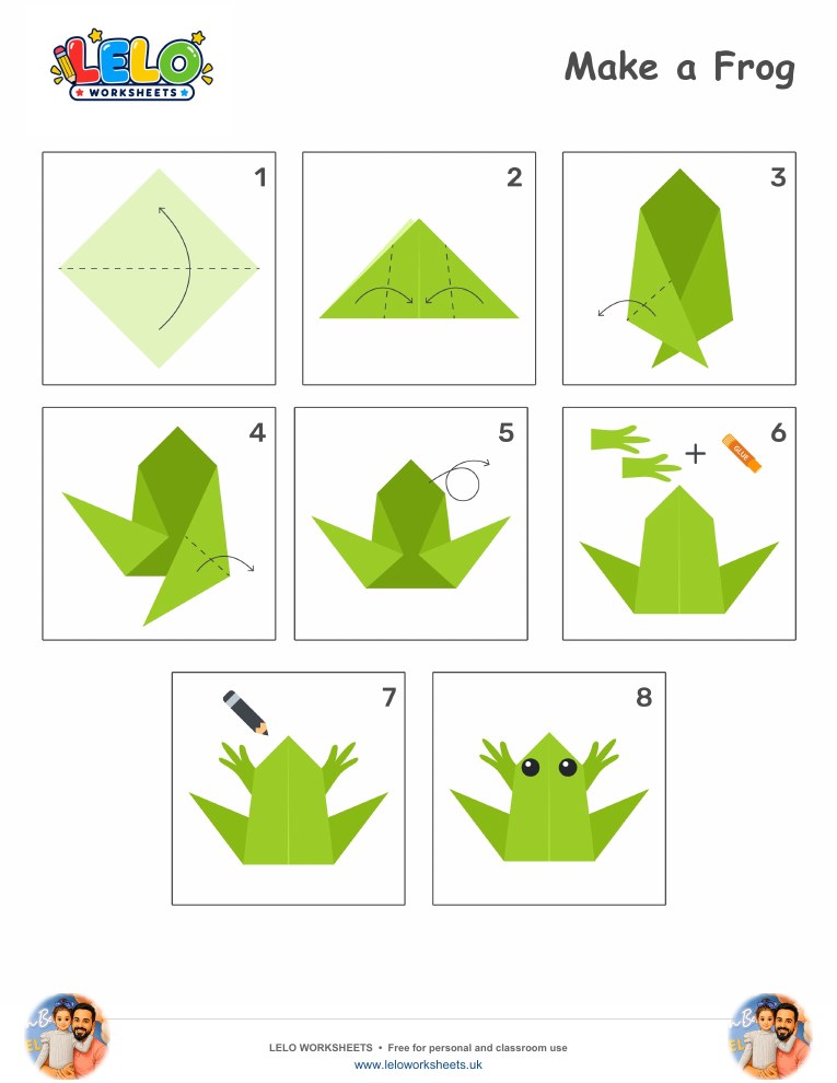 Origami Frog Worksheet worksheet preview