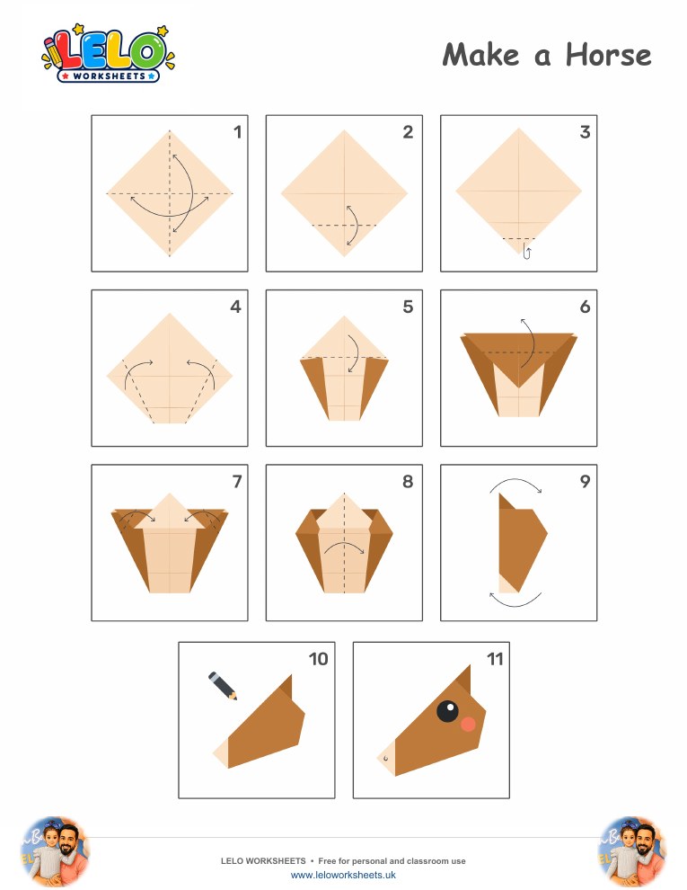 Origami Horse Worksheet worksheet preview