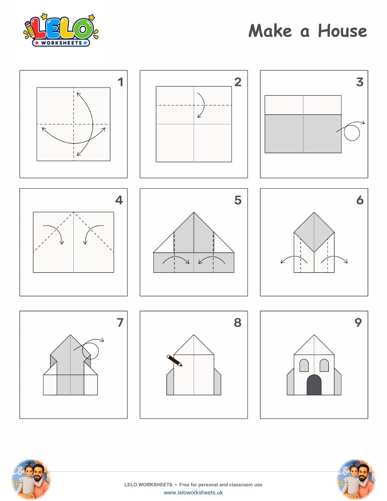 Origami House Worksheet worksheet preview