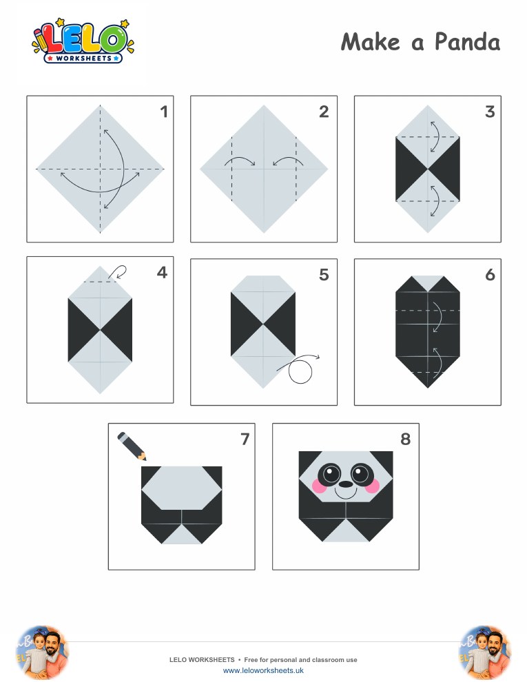 Origami Panda Worksheet printable worksheet preview