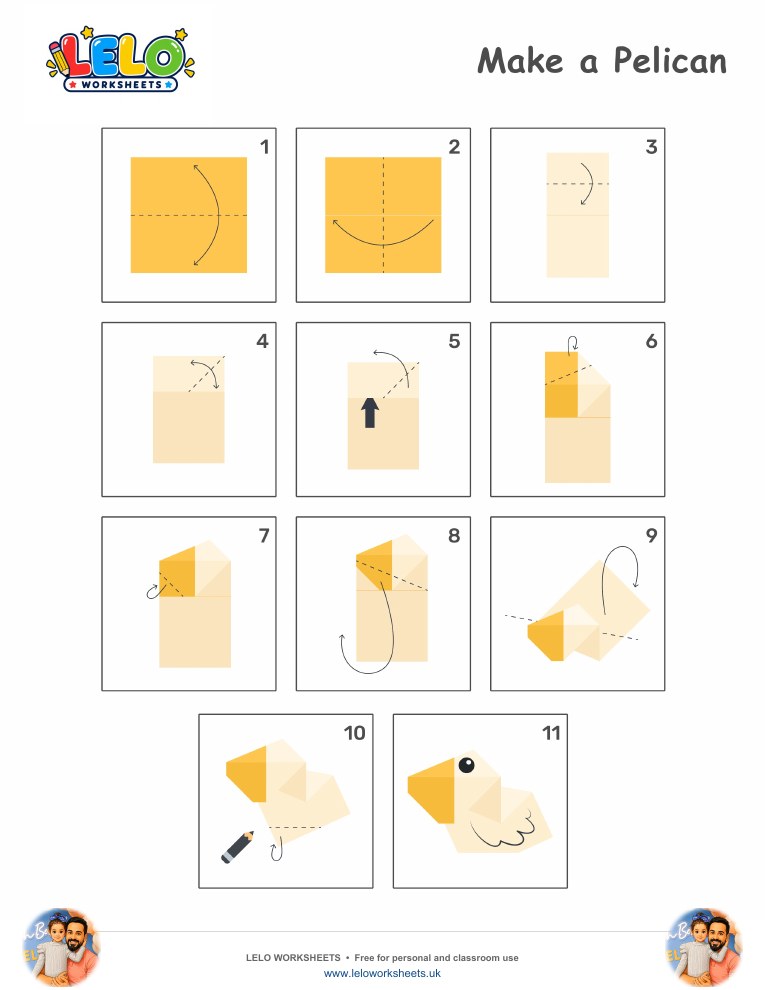 Origami Pelican Worksheet worksheet preview