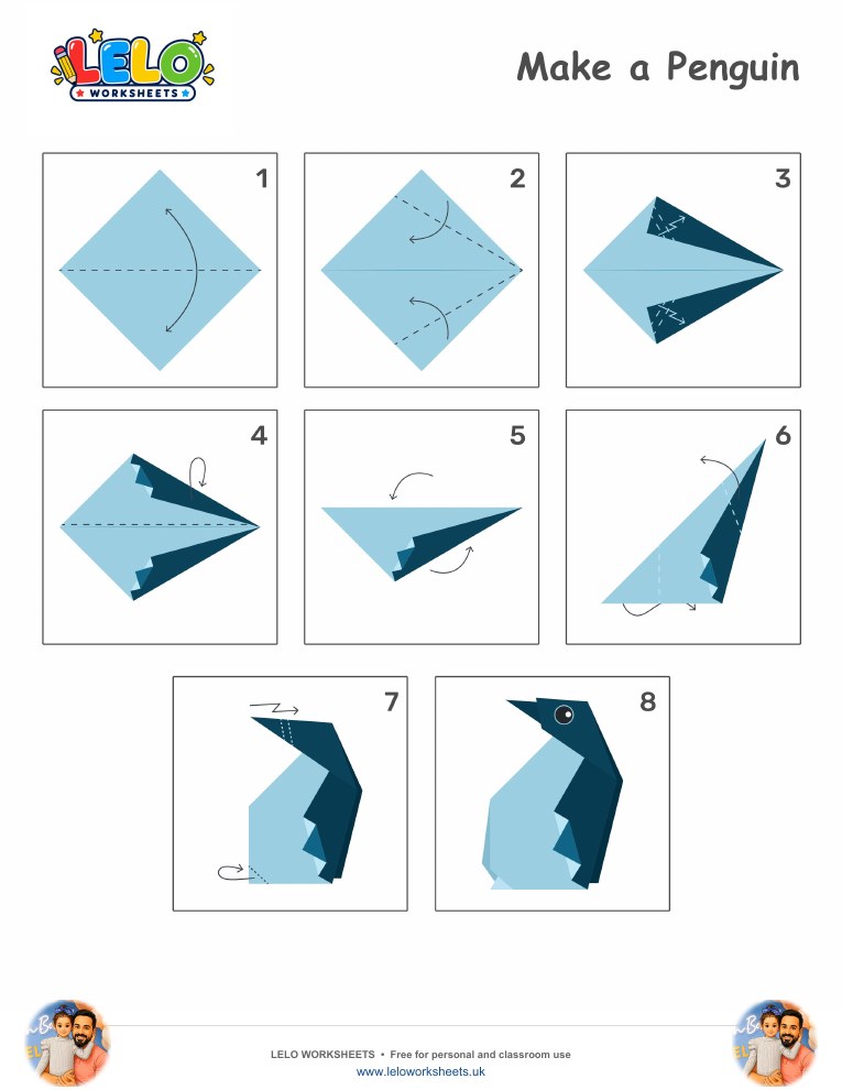 Origami Penguin Worksheet worksheet preview