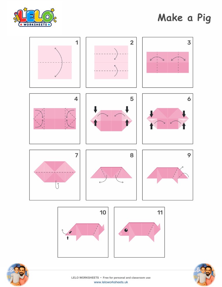 Origami Pig Worksheet worksheet preview