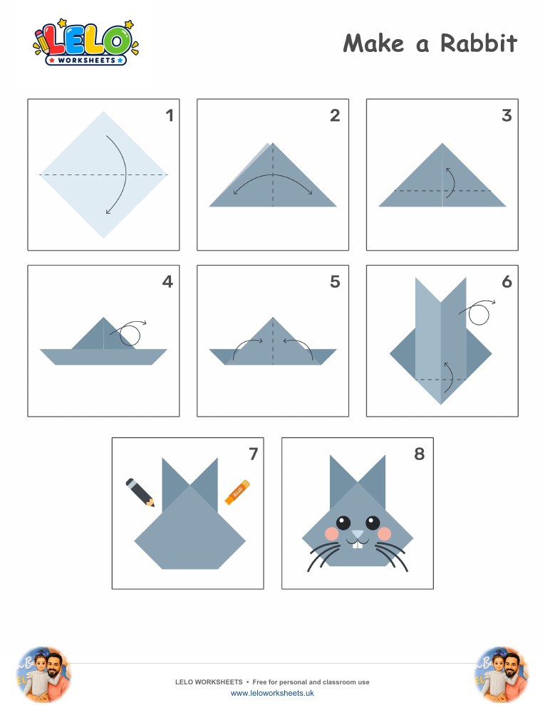 Origami Rabbit Worksheet printable worksheet preview