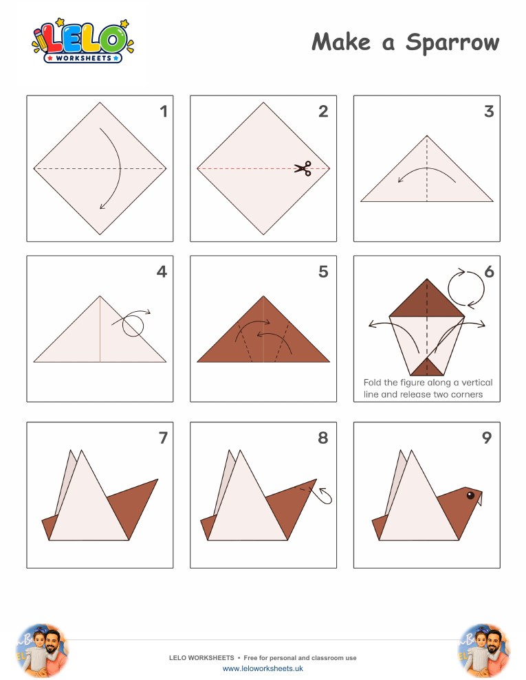 Origami Sparrow Worksheet worksheet preview