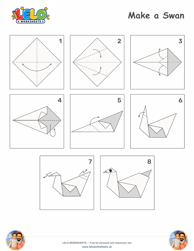 Origami Swan Worksheet worksheet preview