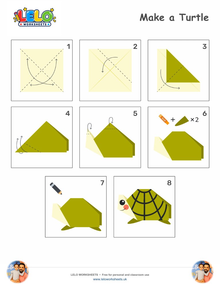 Origami Turtle Worksheet worksheet preview