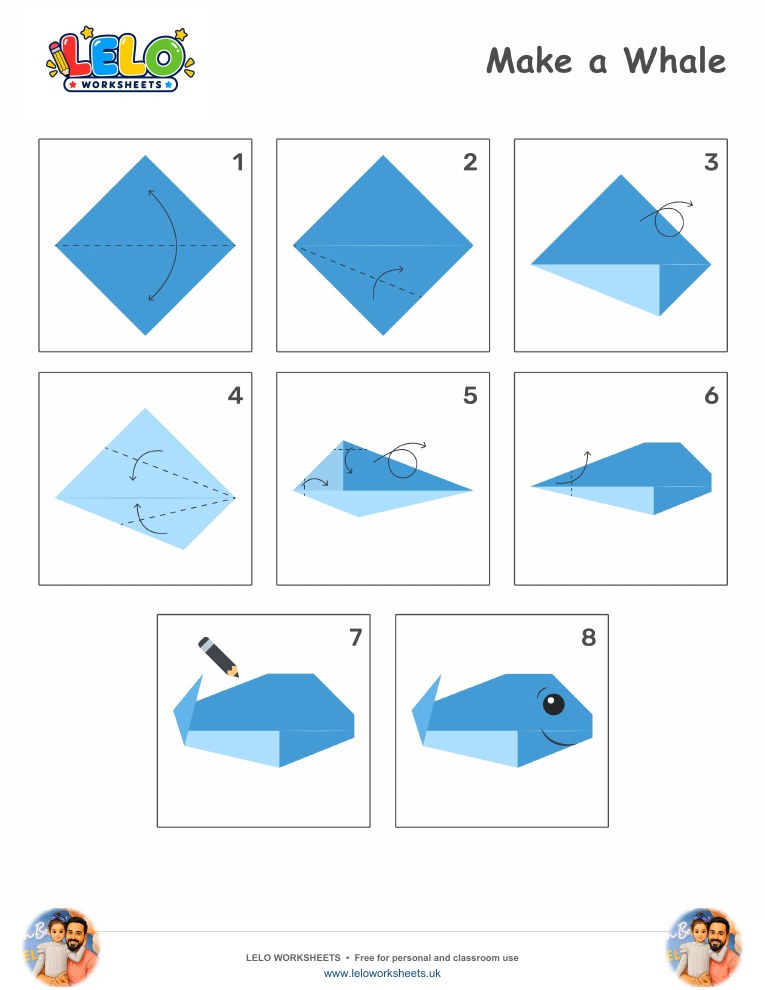 Origami Whale Worksheet worksheet preview