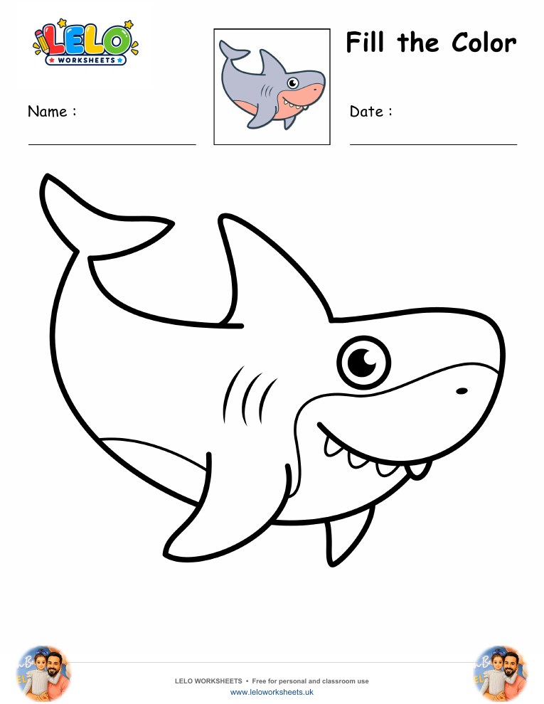baby shark coloring page worksheet preview