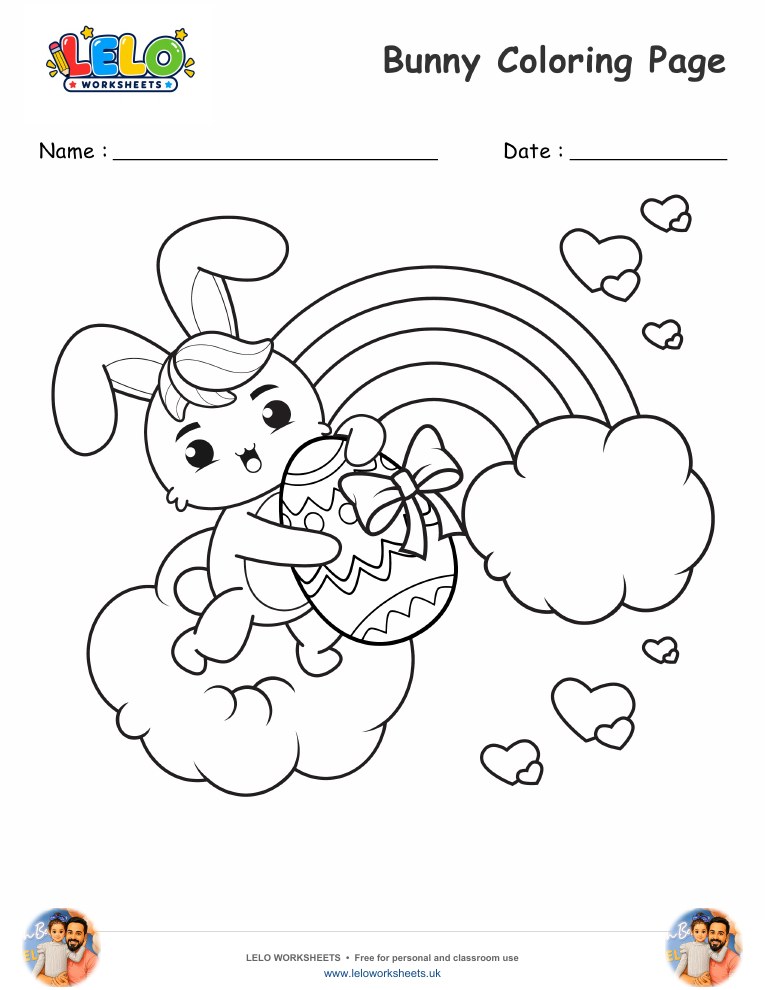 bunny coloring page worksheet preview