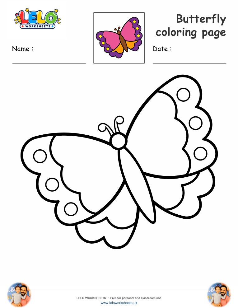 butterfly coloring page worksheet preview