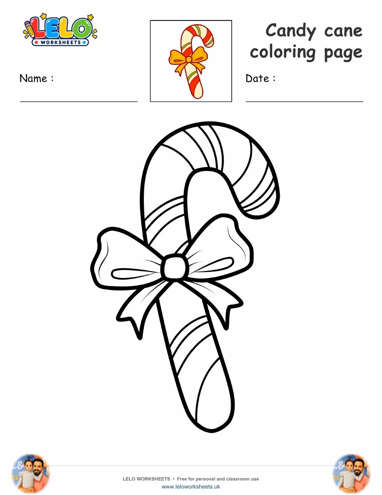 candy cane coloring page worksheet preview