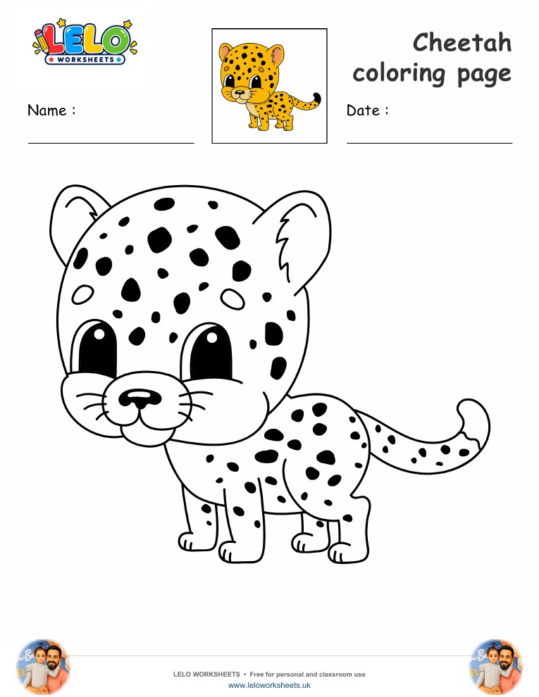 Cheetah coloring page worksheet preview